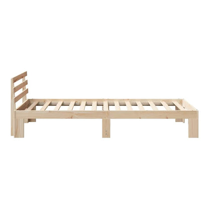 Bed Frame with Headboard Solid Pine Wood Length 190 cm Natural 75 cm