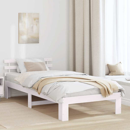 Bed Frame Headboard Solid Pine Wood Length White