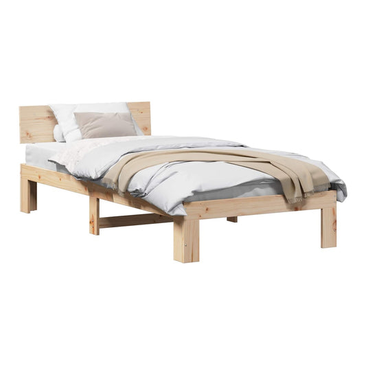Bed Frame Headboard Solid Pine Wood Length Natural