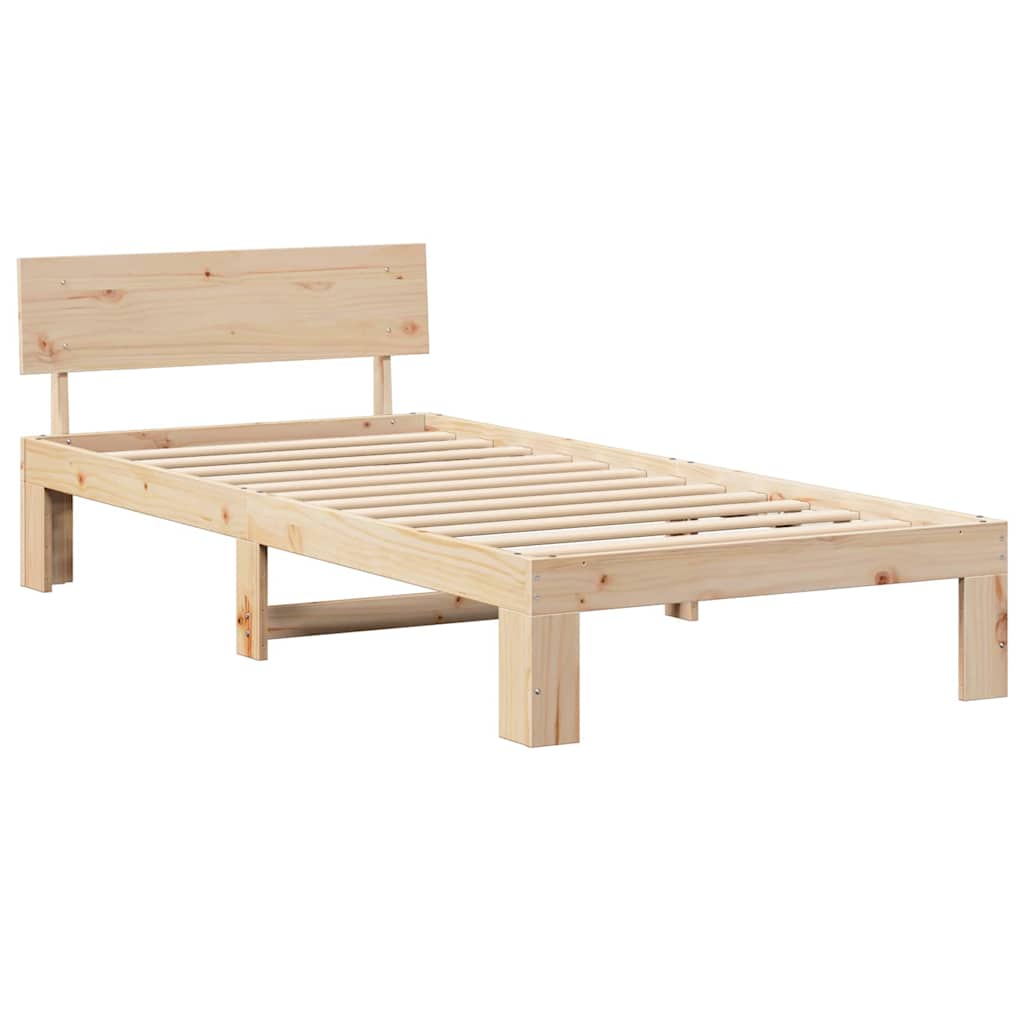 vidaXL Bed Frame with Headboard Natural 75 x 190 cm Solid Pine Wood 4