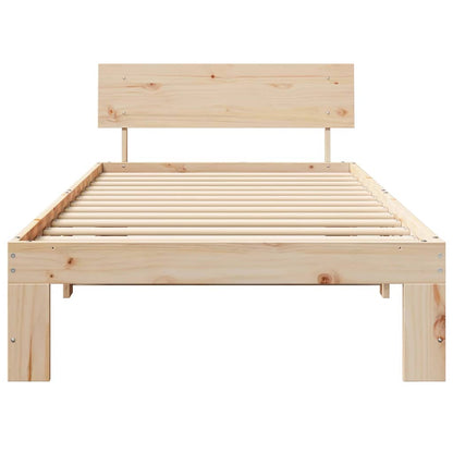 vidaXL Bed Frame with Headboard Natural 75 x 190 cm Solid Pine Wood 5