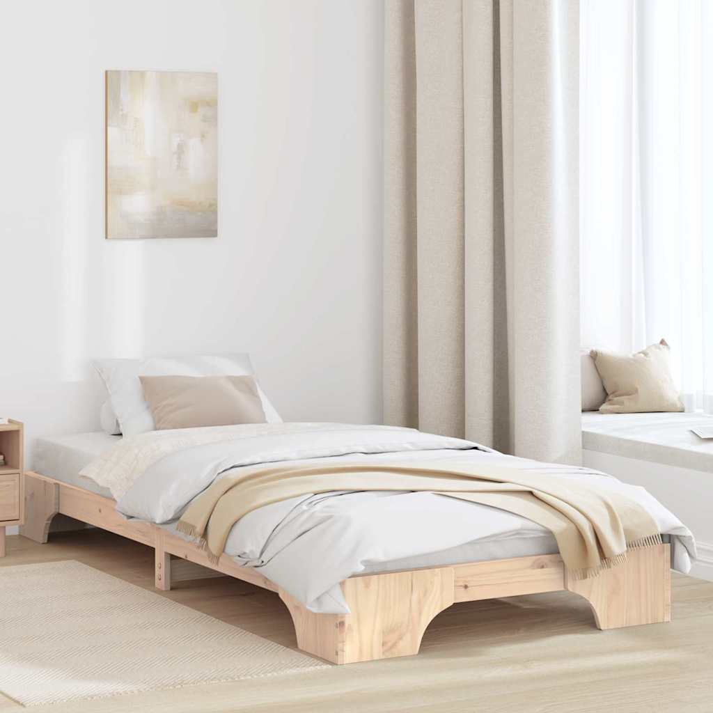 vidaXL Bed Frame Natural 75 x 190 cm Solid Pine Wood 1