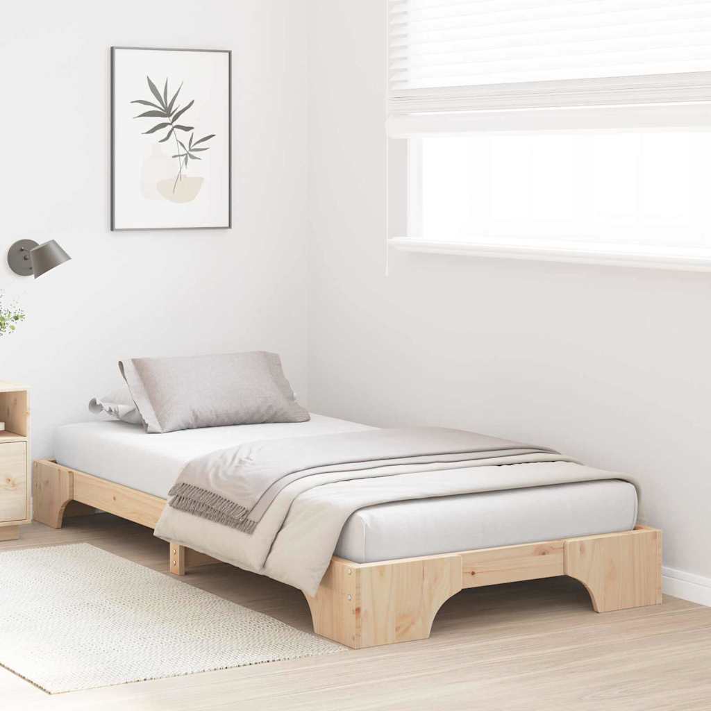 vidaXL Bed Frame Natural 75 x 190 cm Solid Pine Wood 3