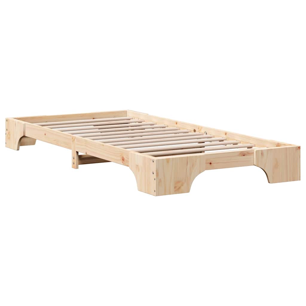 vidaXL Bed Frame Natural 75 x 190 cm Solid Pine Wood 4