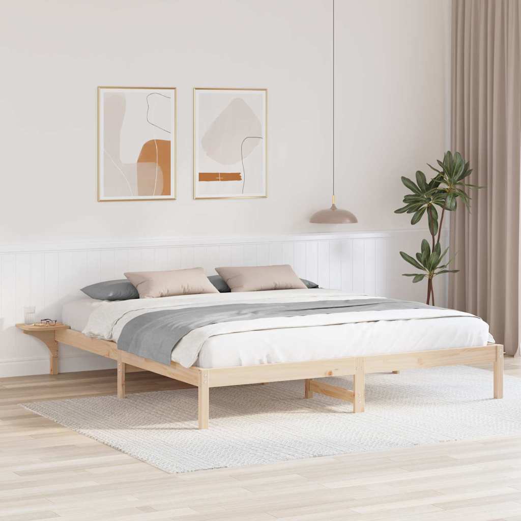 vidaXL Bed Frame Natural Solid Pine Wood Length 200 cm Brown
