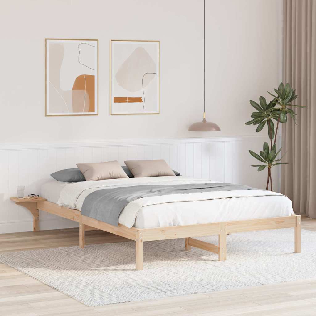 vidaXL Bed Frame Natural Solid Pine Wood Length 200 cm Brown