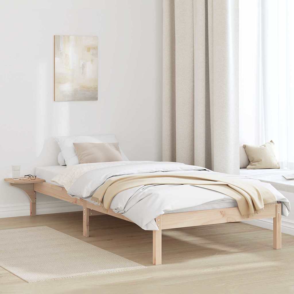 vidaXL Bed Frame Natural 90 x 190 cm Solid Pine Wood 1