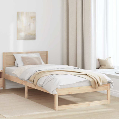 vidaXL Bed Frame with Headboard Natural 75 x 190 cm Solid Pine Wood 1