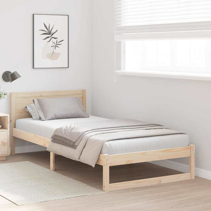 vidaXL Bed Frame with Headboard Natural 75 x 190 cm Solid Pine Wood 3