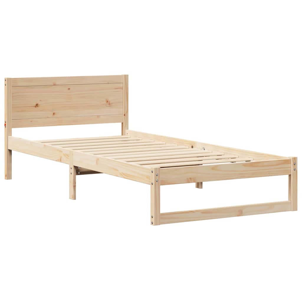 vidaXL Bed Frame with Headboard Natural 75 x 190 cm Solid Pine Wood 4