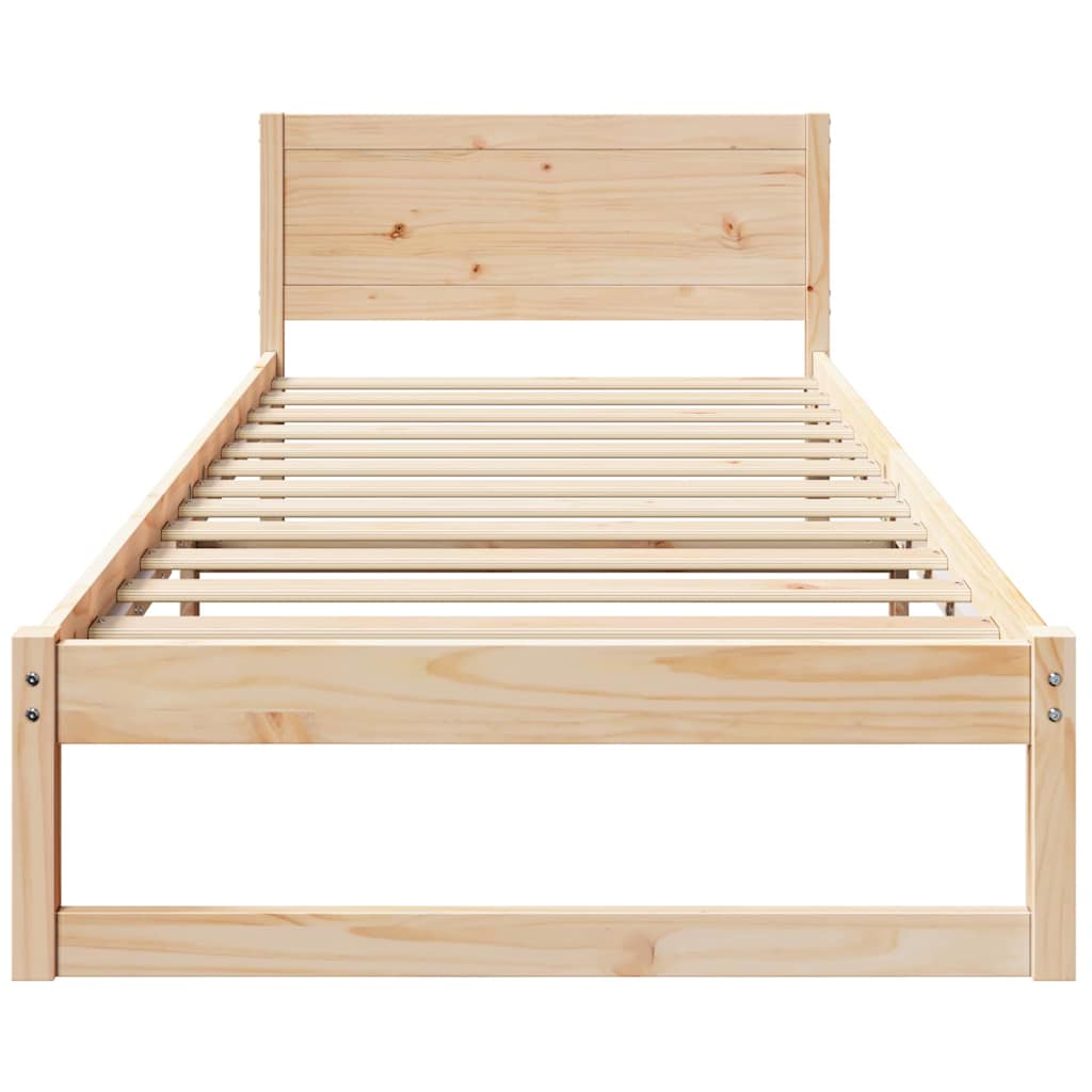 vidaXL Bed Frame with Headboard Natural 75 x 190 cm Solid Pine Wood 5