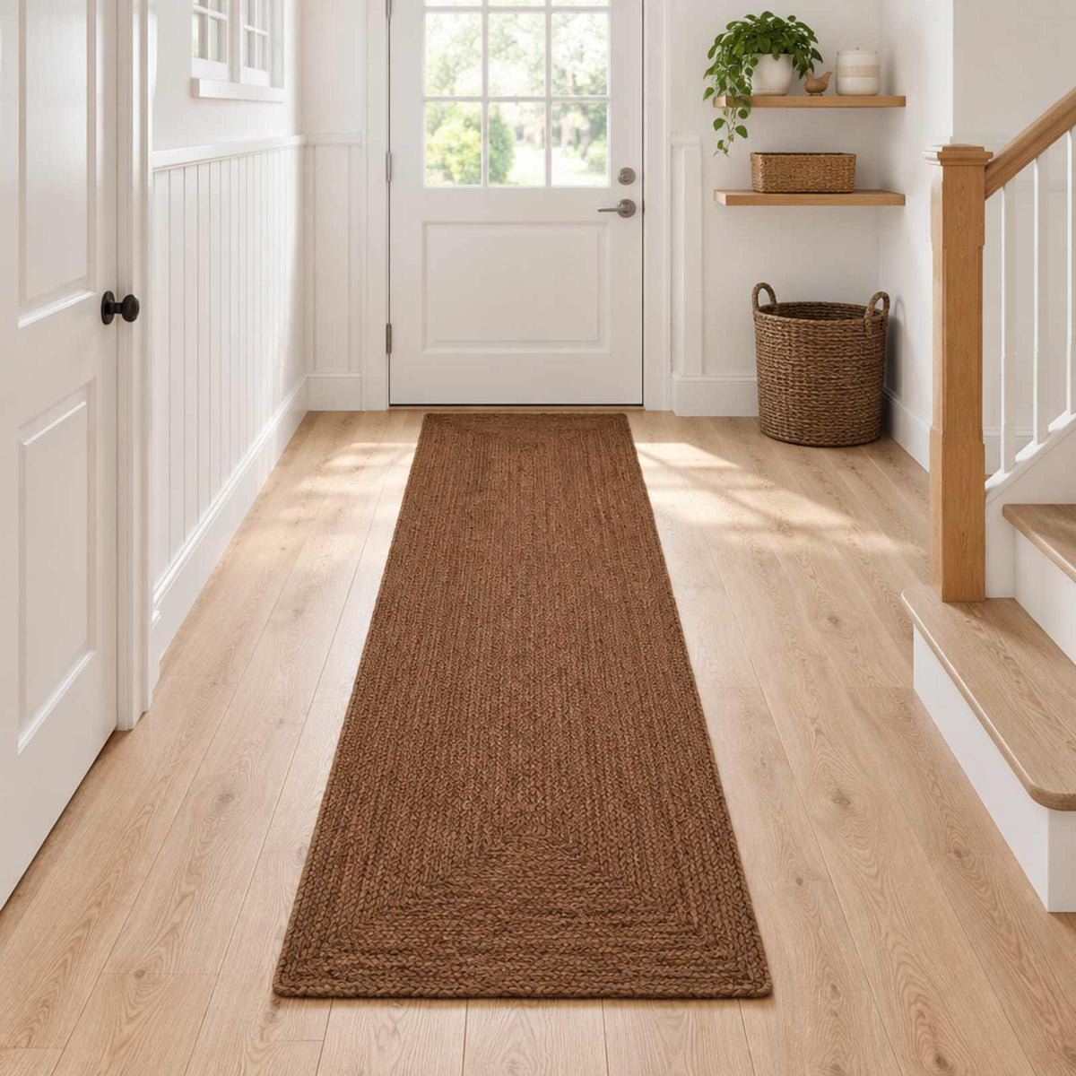 Area Rug Jute Grey Width 60 cm 300 cm