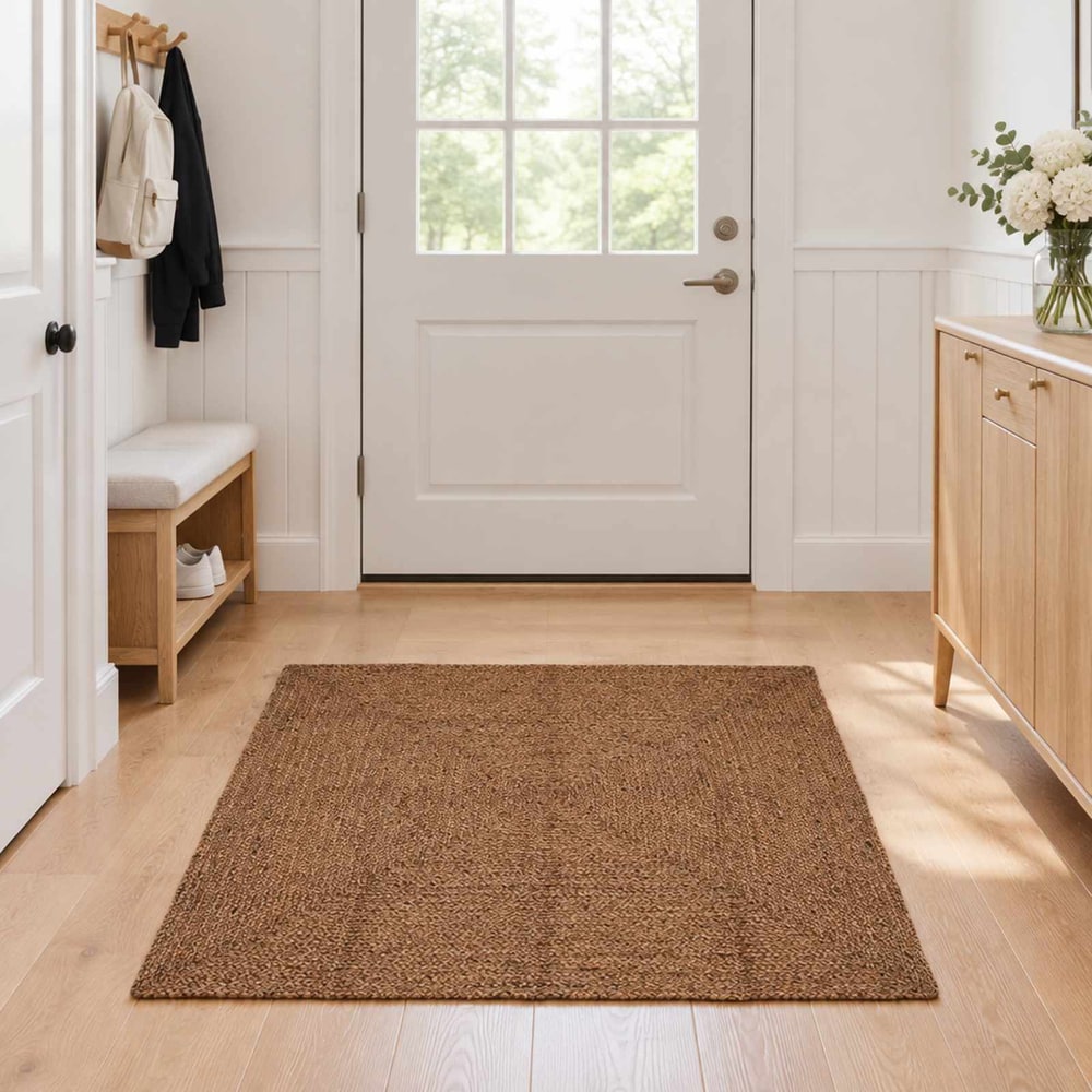 Area Rug Jute Grey Width 120 cm 120 cm