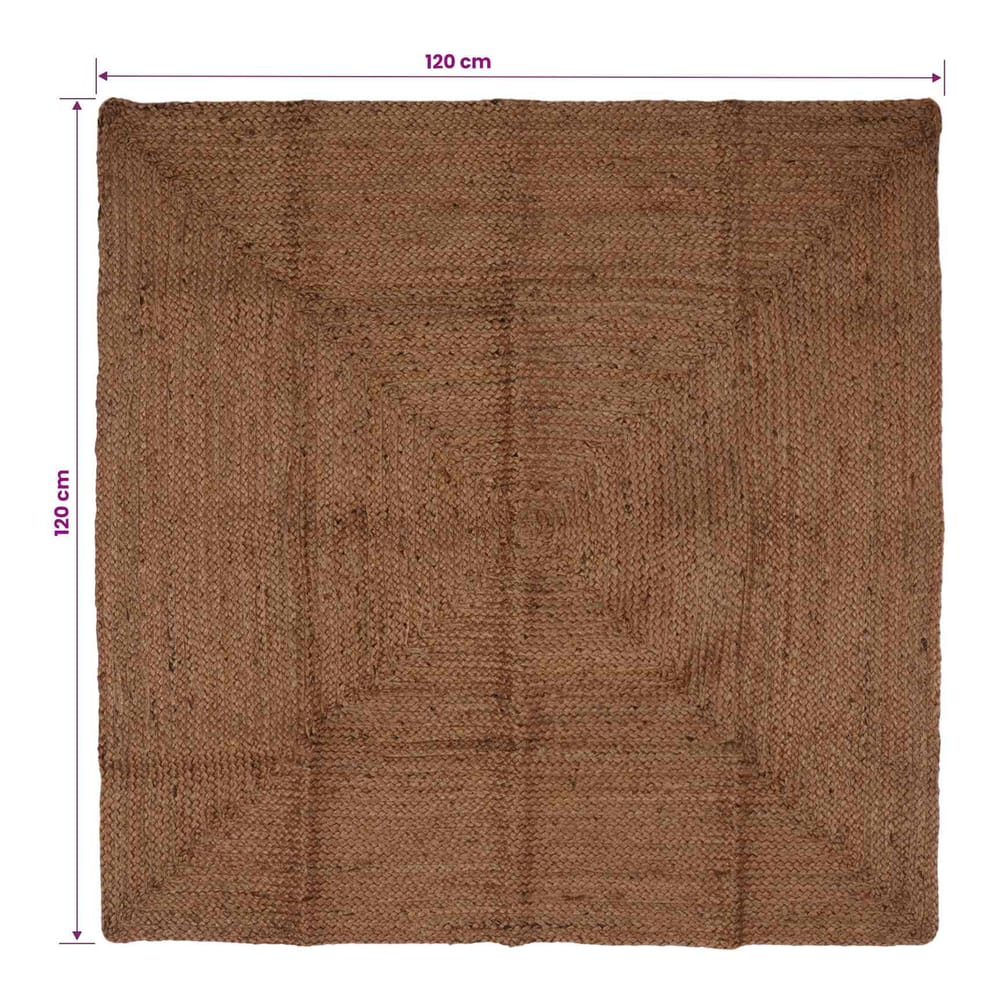Area Rug Jute Grey Width 120 cm 120 cm