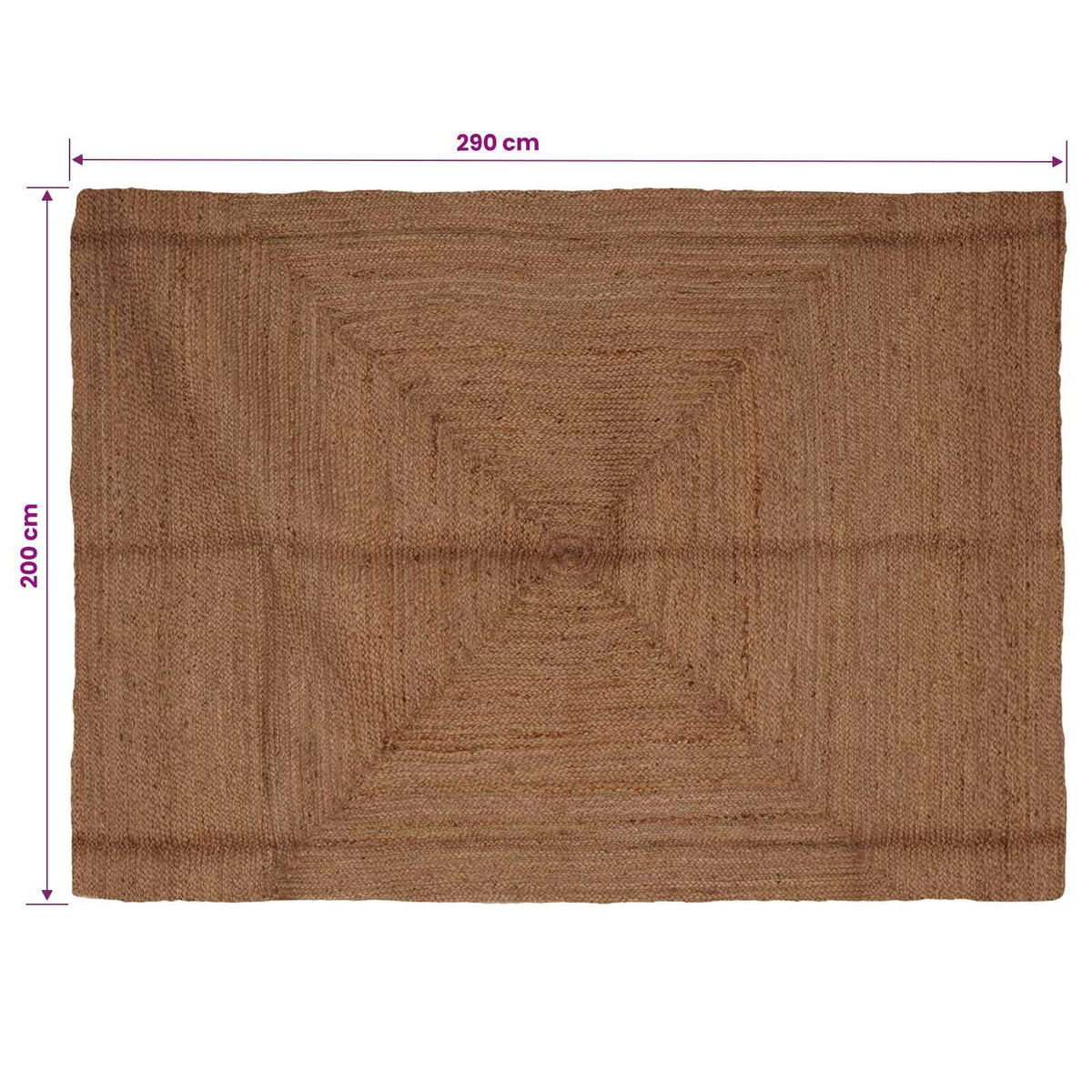 Area Rug Jute Grey Width 200 cm 290 cm