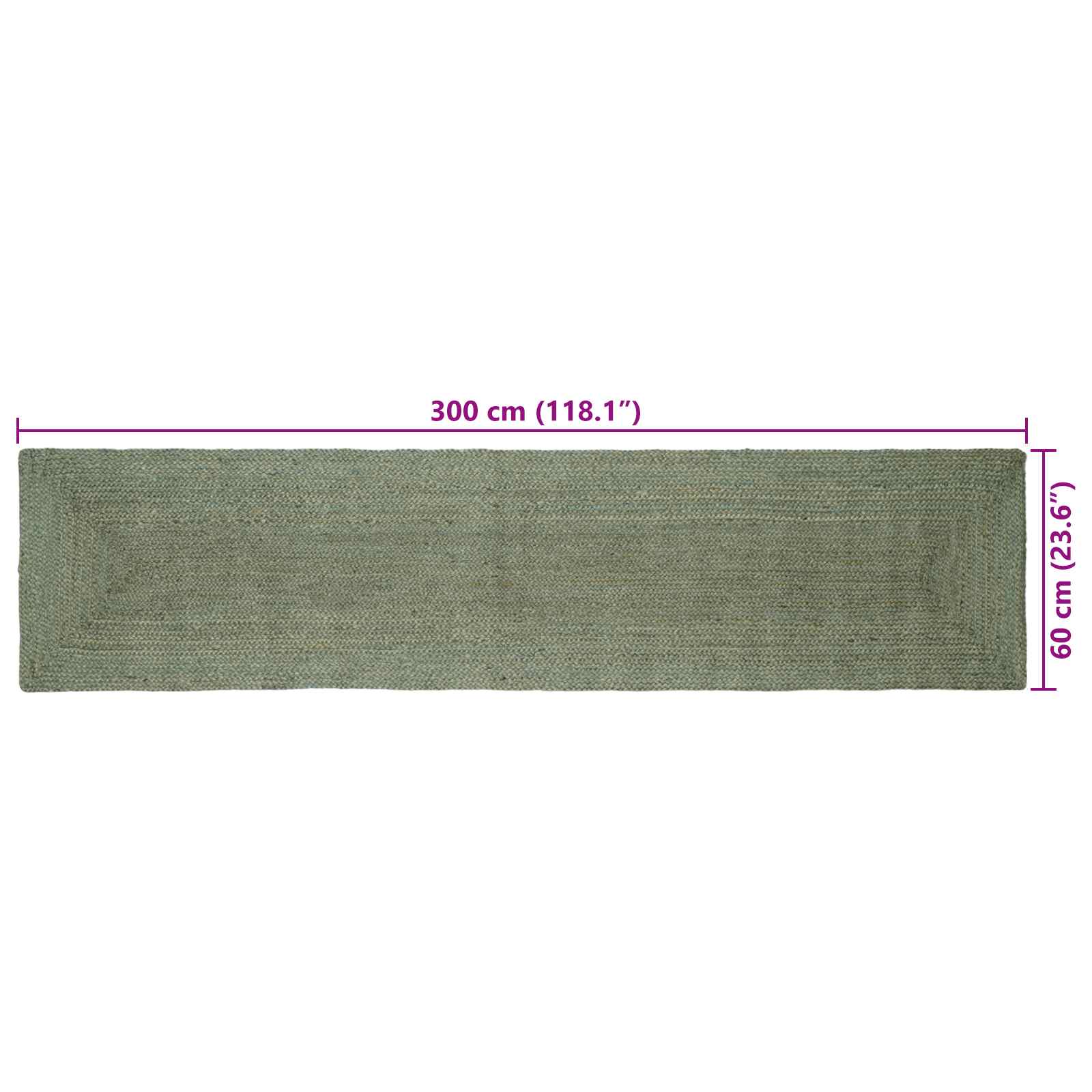 vidaXL Area Rug Olive Green 60 x 300 cm Jute 6