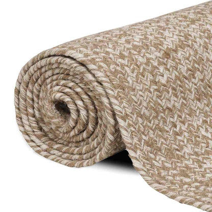 vidaXL Area Rug Natural and White 120 x 170 cm Jute 2