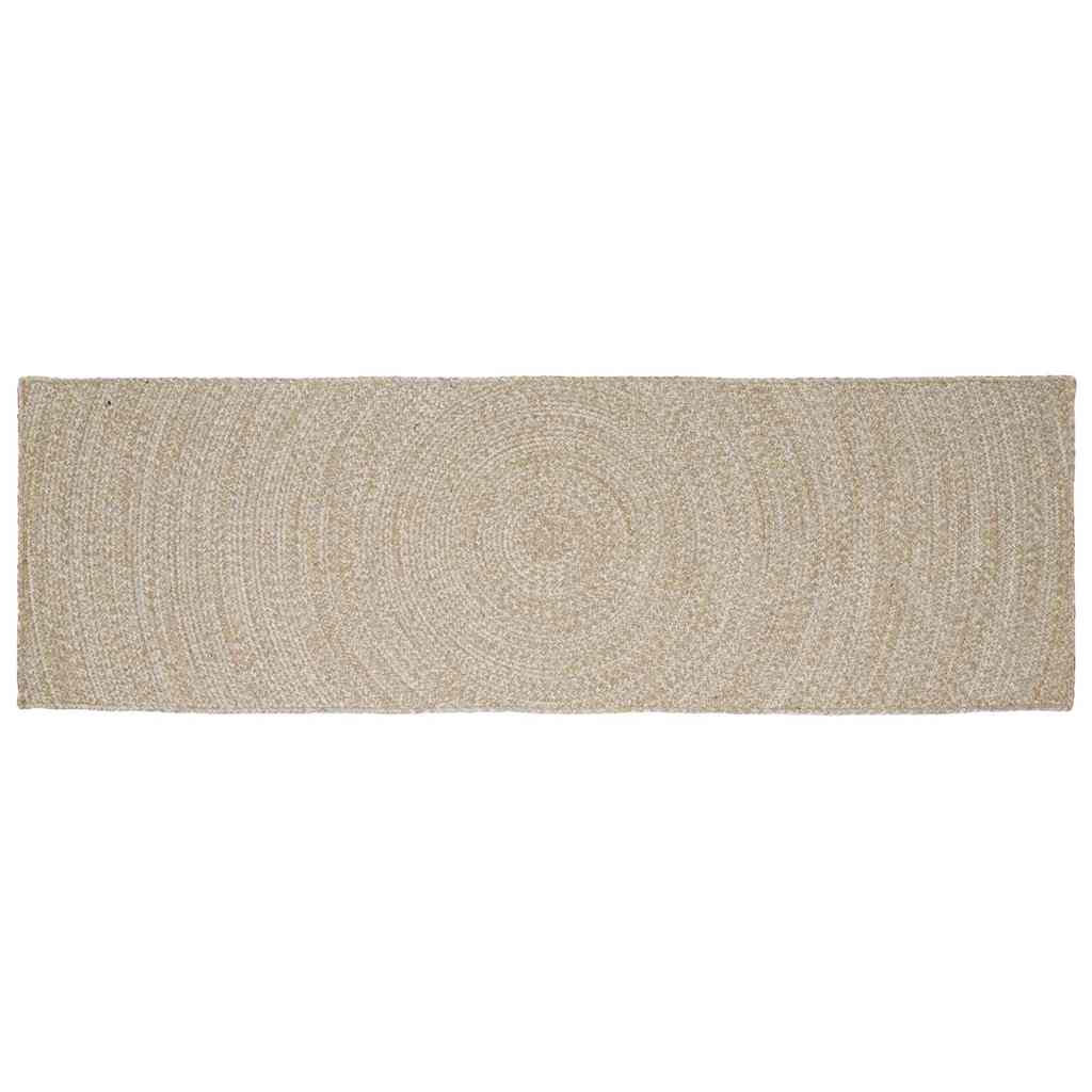 vidaXL Area Rug Natural and White 60 x 250 cm Jute 1