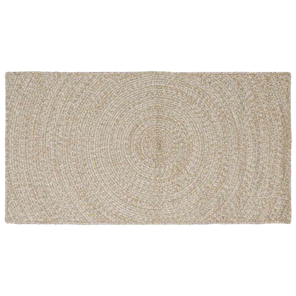 vidaXL Area Rug Natural and White 100 x 200 cm Jute 1