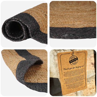 Area Rug Jute Dark grey