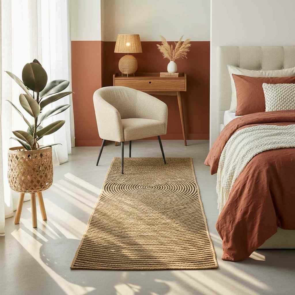 vidaXL Area Rug Black 80 x 250 cm Jute 2