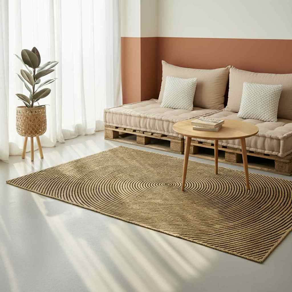 vidaXL Area Rug Black 120 x 170 cm Jute 2