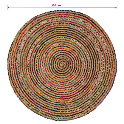 vidaXL Area Rug Multicolour Ø 180 cm Jute 5