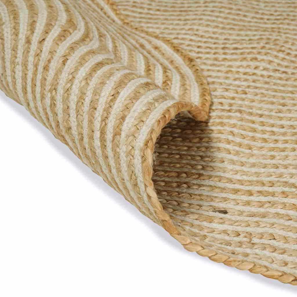 vidaXL Area Rug Natural and White 122 x 183 cm Jute 3