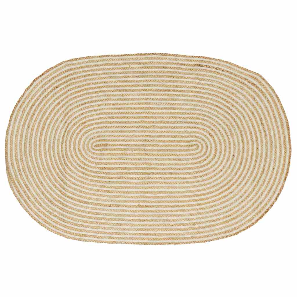 vidaXL Area Rug Natural and White 122 x 183 cm Jute 1