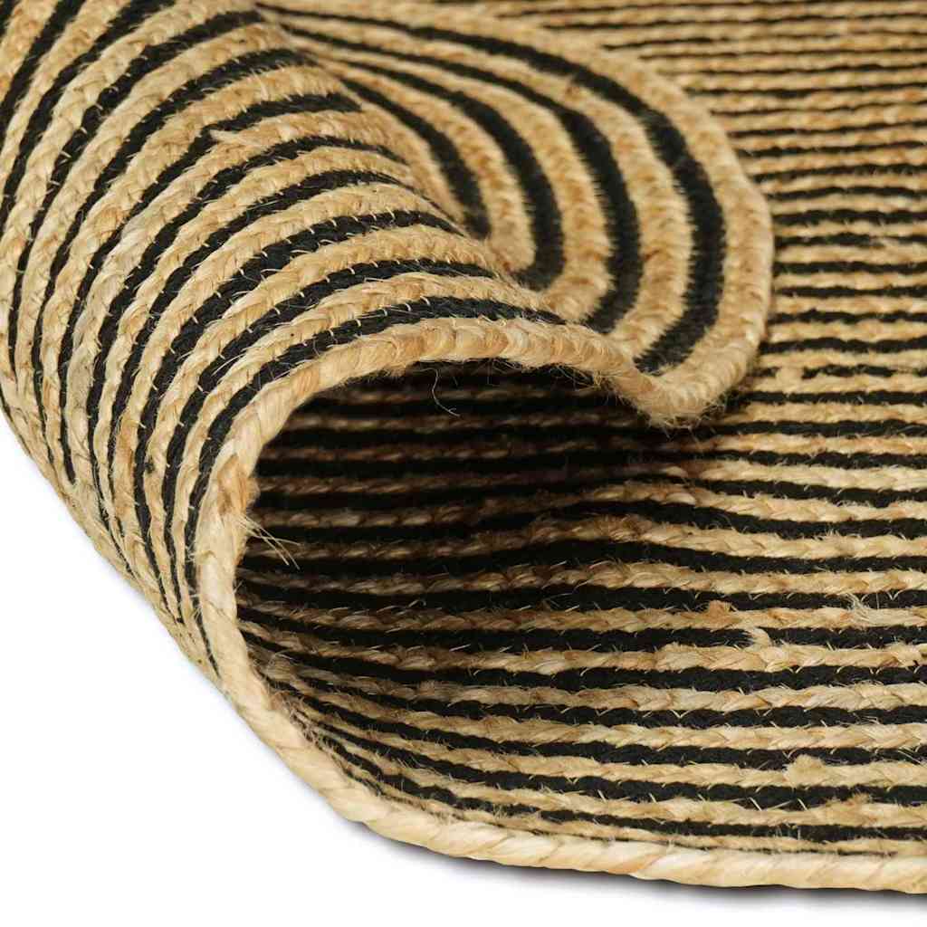 vidaXL Area Rug Natural and Black 122 x 183 cm Jute 3
