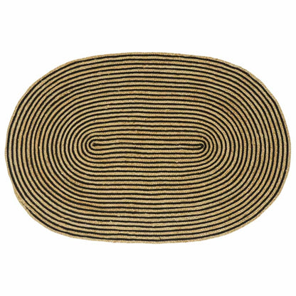 vidaXL Area Rug Natural and Black 122 x 183 cm Jute 1