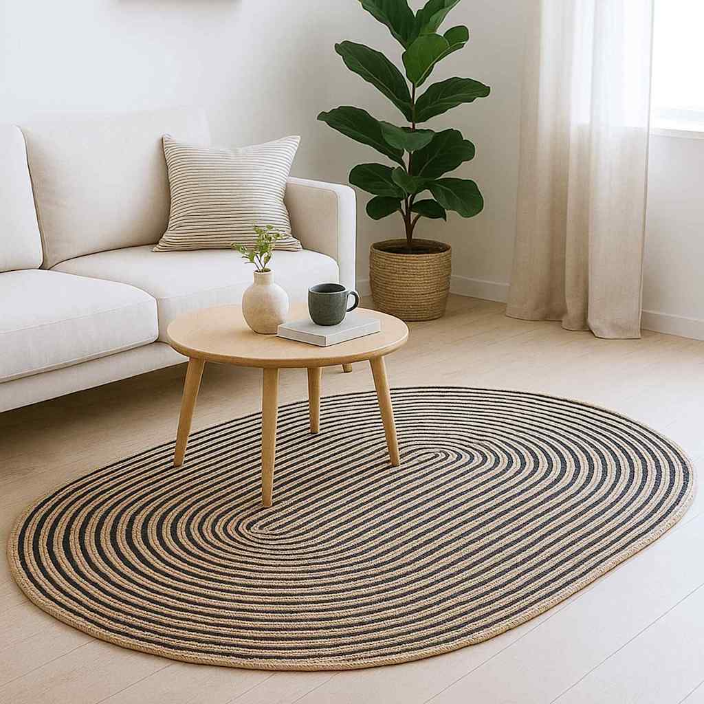 vidaXL Area Rug Natural and Black 122 x 183 cm Jute 2