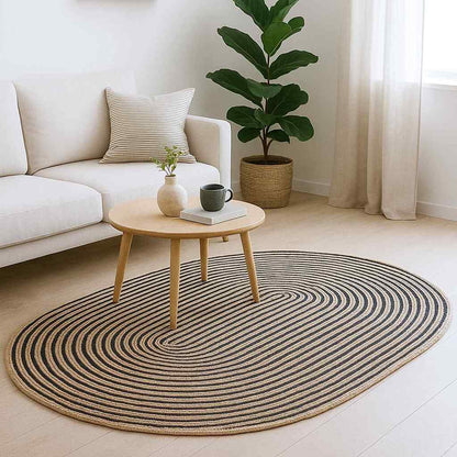 vidaXL Area Rug Natural and Black 122 x 183 cm Jute 2