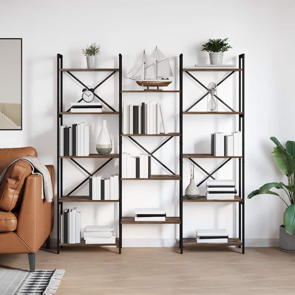 Bookshelf 156 x 25 x 167 cm Engineered Wood Smoked oak