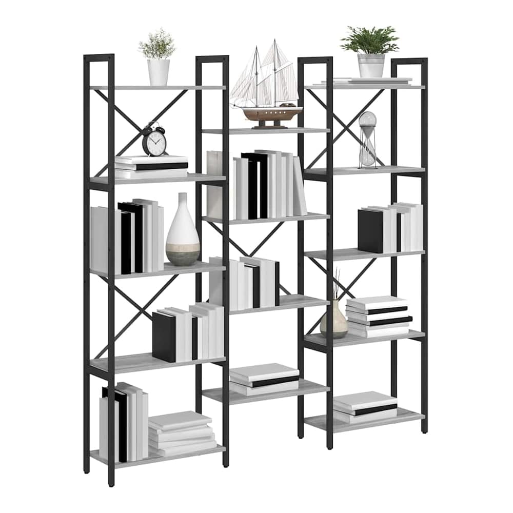 Bookshelf 156 x 25 x 167 cm Engineered Wood Grey sonoma