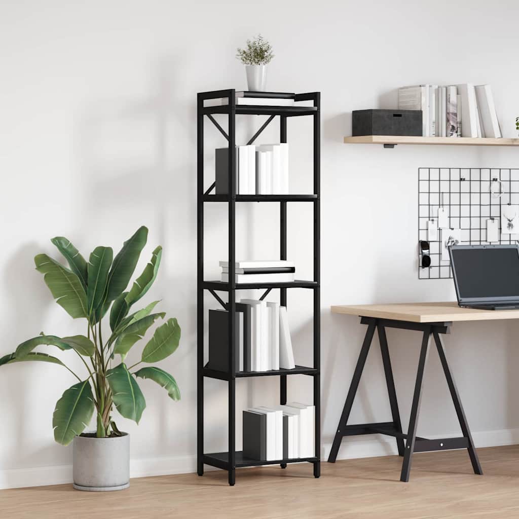 vidaXL Bookshelf 40 x 30 x 155 cm Engineered Wood Black Oak 4