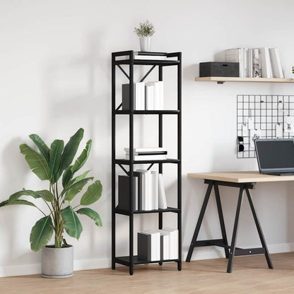 vidaXL Bookshelf 40 x 30 x 155 cm Engineered Wood Black Oak 4