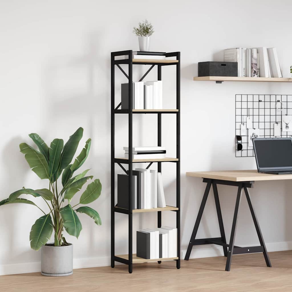 vidaXL Bookshelf 40 x 30 x 155 cm Engineered Wood Sonoma Oak 4