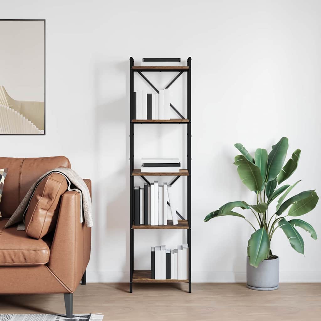 vidaXL Bookshelf 40 x 30 x 155 cm Engineered Wood Smoked Oak 1
