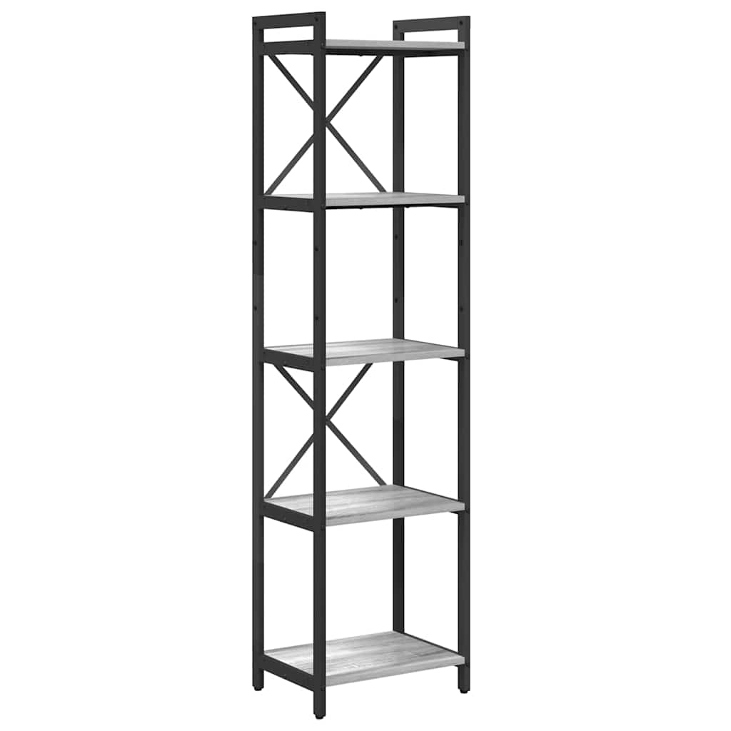 vidaXL Bookshelf 40 x 30 x 155 cm Engineered Wood Grey sonoma 2