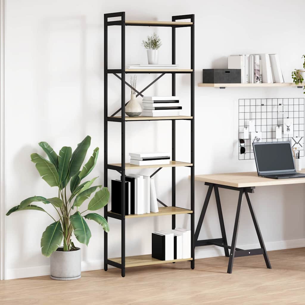 vidaXL Bookshelf 60 x 30 x 189.5 cm Engineered Wood Sonoma Oak 1