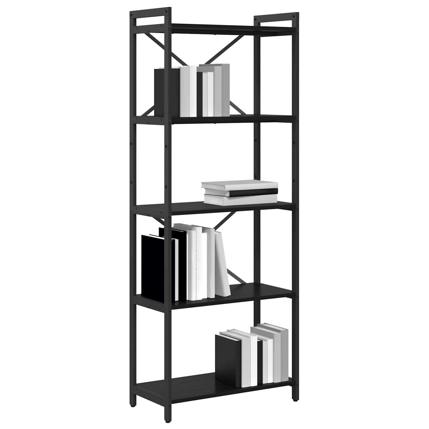 vidaXL Bookshelf 60 x 30 x 155 cm Engineered Wood Black Oak 2