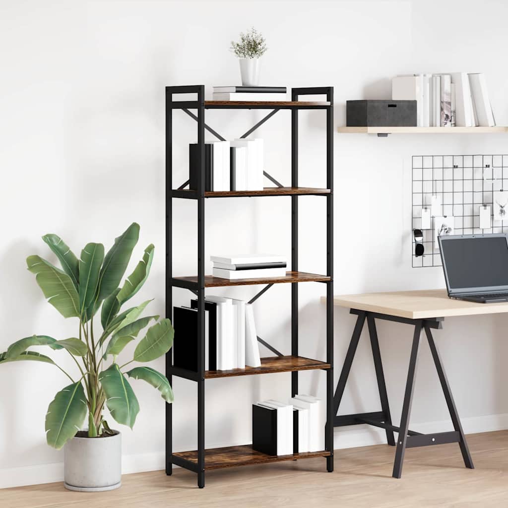 vidaXL Bookshelf 60 x 30 x 155 cm Engineered Wood Smoked Oak 1