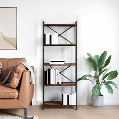 vidaXL Bookshelf 60 x 30 x 155 cm Engineered Wood Smoked Oak 4