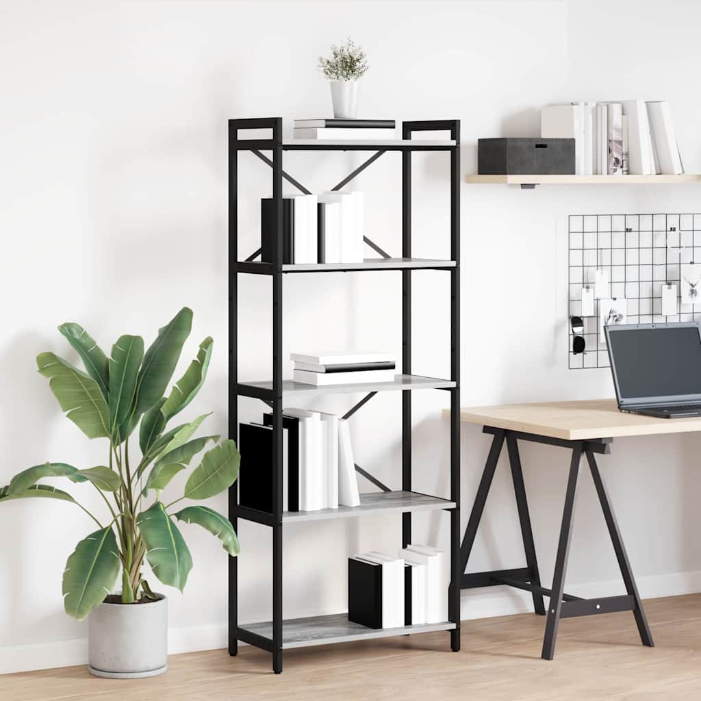 vidaXL Bookshelf 60 x 30 x 155 cm Engineered Wood Grey sonoma 1