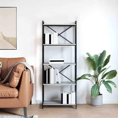 vidaXL Bookshelf 60 x 30 x 155 cm Engineered Wood Grey sonoma 4