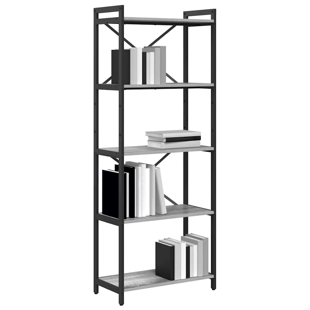 vidaXL Bookshelf 60 x 30 x 155 cm Engineered Wood Grey sonoma 3