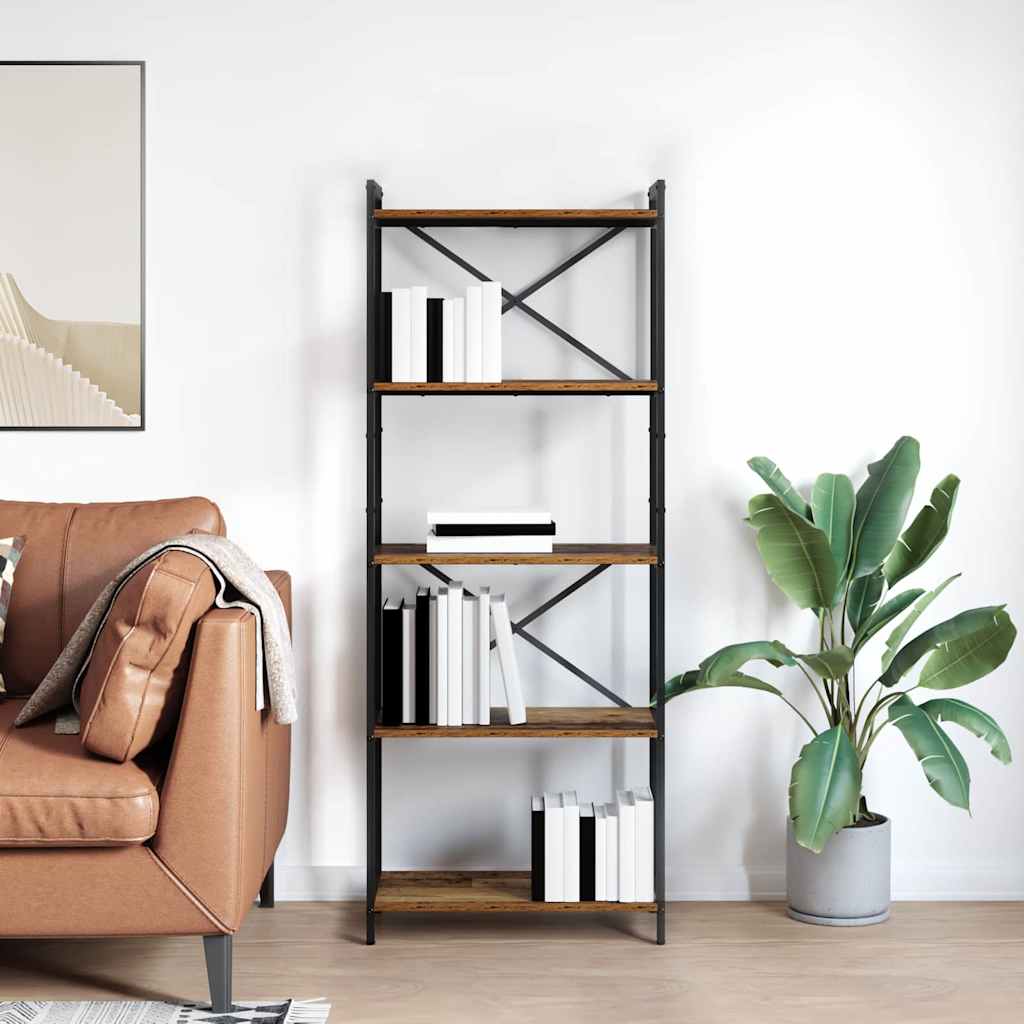 vidaXL Bookshelf 60 x 30 x 155 cm Engineered Wood Old wood 4