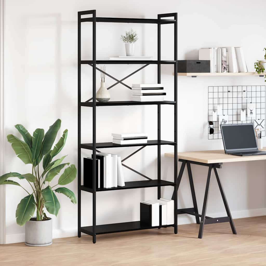 Bookshelf 80 x 30 x 189.5 cm Engineered Wood Height 188 cm Black oak
