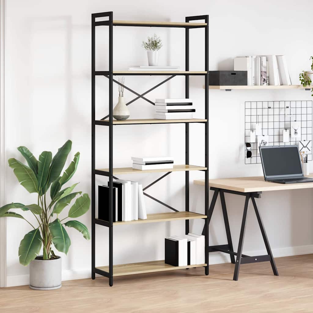 Bookshelf 80 x 30 x 189.5 cm Engineered Wood Height 188 cm Sonoma oak